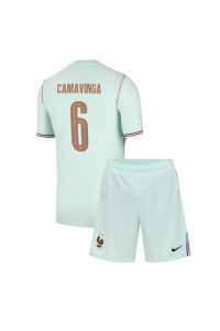 Ranska Eduardo Camavinga #6 Jalkapallovaatteet Lasten Vieraspeliasu MM-kisat 2026 Lyhythihainen (+ Lyhyet housut)